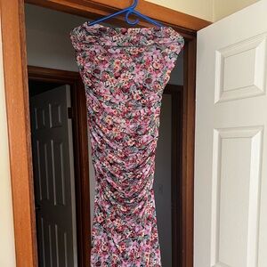 RESA Ruched Mesh Floral Dress